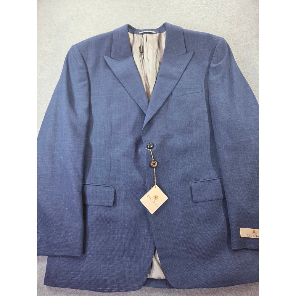 NWT Luca Bertoni Men's Blue 100% Wool Peak Lapel Sport Coat Blazer Size 42RG